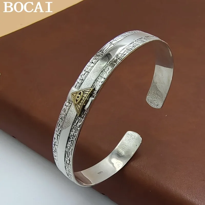 BOCAI НОВЫЙ S925 Серебряный браслет в стиле ретро-панк с простым кольцом «Глаз Бога»
BOCAI НОВЫЙ S925 Серебряный браслет в стиле ретро-панк с простым кольцом «Глаз Бога»