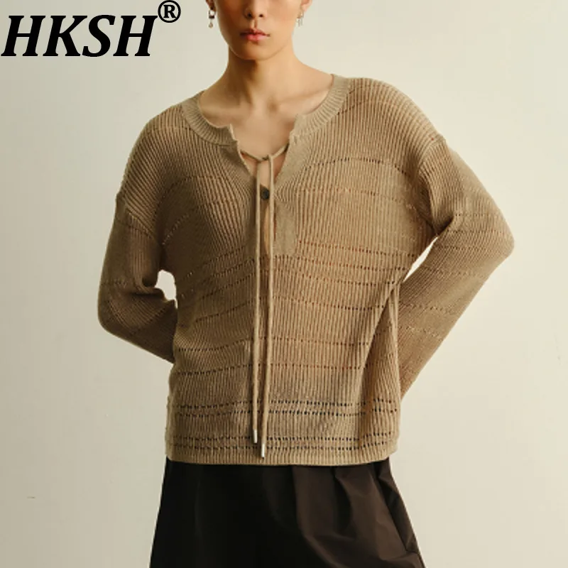 HKSH Spring New Man Tide Punk Niche Design Deep V-Neck Sexy Hollow Out Sweater Lace-up Multi-wear Breathable Knitted Top HK10423
HKSH Spring New Man Tide Punk Niche Design Deep V-Neck Sexy Hollow Out Sweater Lace-up Multi-wear Breathable Knitted Top HK10423