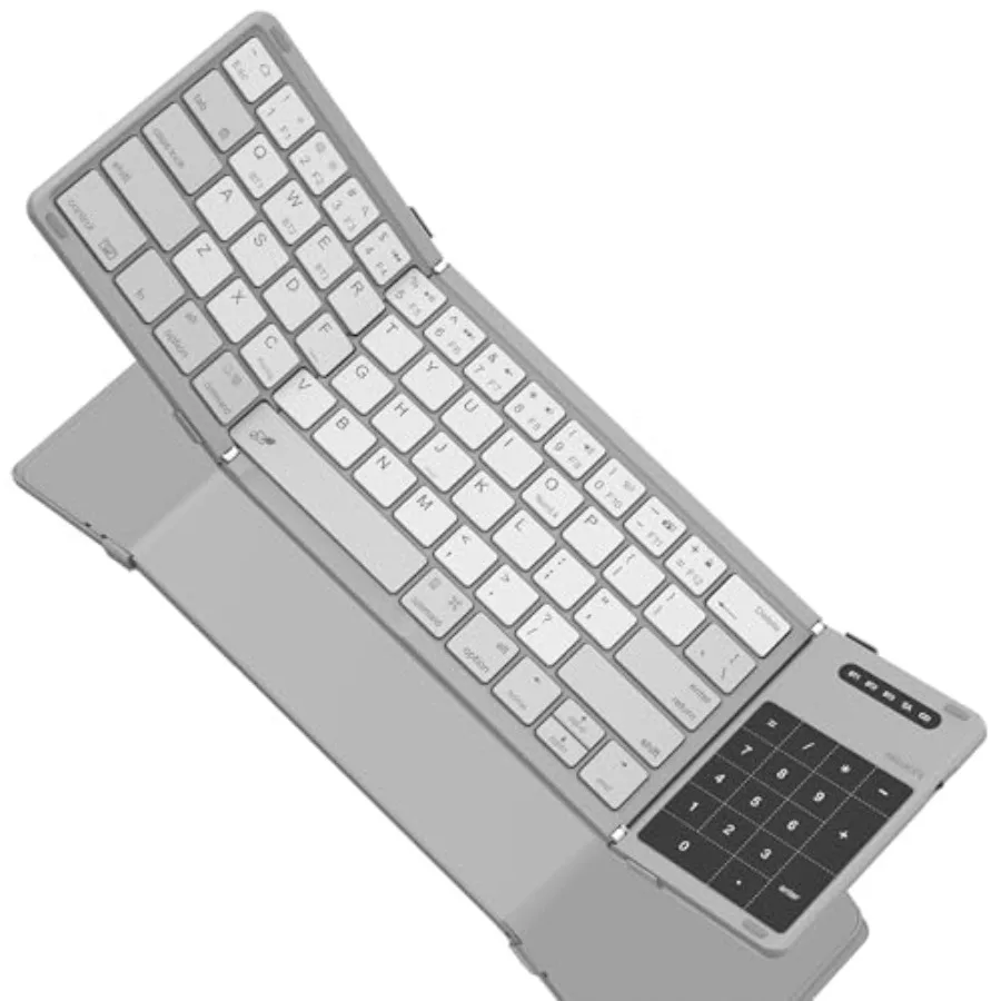 Foldable Travel Keyboard with Touchpad Number Pad for PC Laptop iPad Tablets Smartphone Silicone Leather Cover Black Wireless P
Foldable Travel Keyboard with Touchpad Number Pad for PC Laptop iPad Tablets Smartphone Silicone Leather Cover Black Wireless P