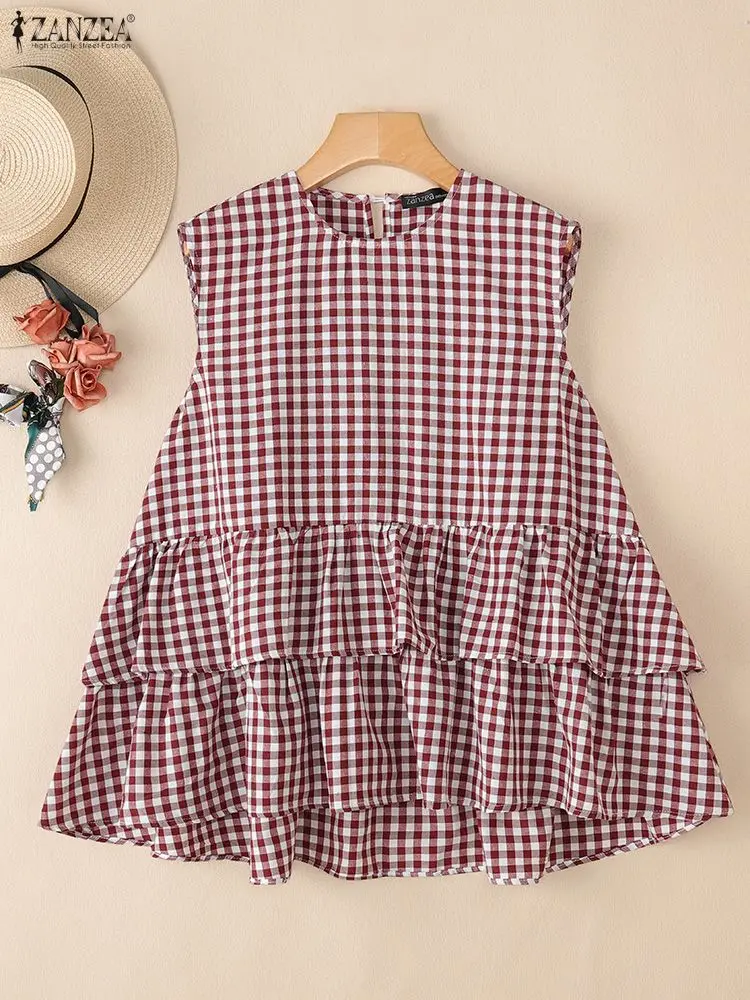 ZANZEA Women's Layered Ruffles Hem Gingham Tanks Casual O-Neck A-Line Sleeveless Tops 2025 Summer Fashion Woman Clothes S-3XL
ZANZEA Women's Layered Ruffles Hem Gingham Tanks Casual O-Neck A-Line Sleeveless Tops 2025 Summer Fashion Woman Clothes S-3XL