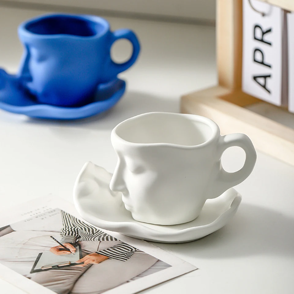 Creative European Retro Face Art Ceramic Coffee Cup & Saucer Set, Designer 3D Handmade Sculpture Tea Mug with Spoon C030
Creative European Retro Face Art Ceramic Coffee Cup & Saucer Set, Designer 3D Handmade Sculpture Tea Mug with Spoon C030