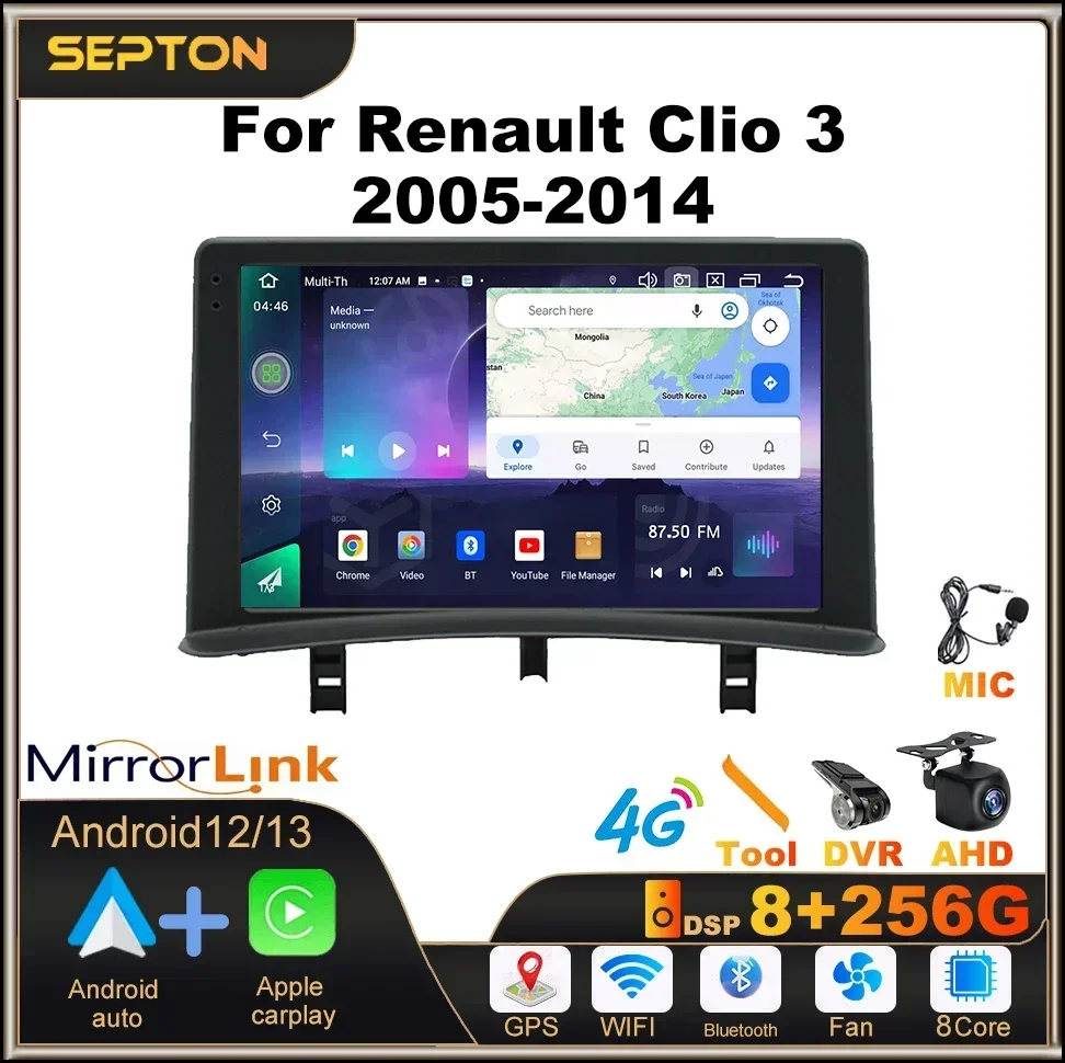 SEPTON Smart Car Systems Car Radio for Renault Clio 3 2005-2014 Wireless Carplay WIFI Auto Multimedia Player WiFi 2 Din 8+128G
SEPTON Smart Car Systems Car Radio for Renault Clio 3 2005-2014 Wireless Carplay WIFI Auto Multimedia Player WiFi 2 Din 8+128G