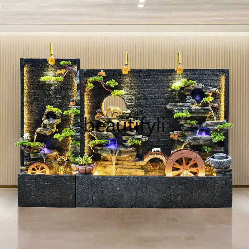Floor-to-ceiling flowing water ornament circulating water feng shui wheel living room water curtain wall landscape decoration
Floor-to-ceiling flowing water ornament circulating water feng shui wheel living room water curtain wall landscape decoration
