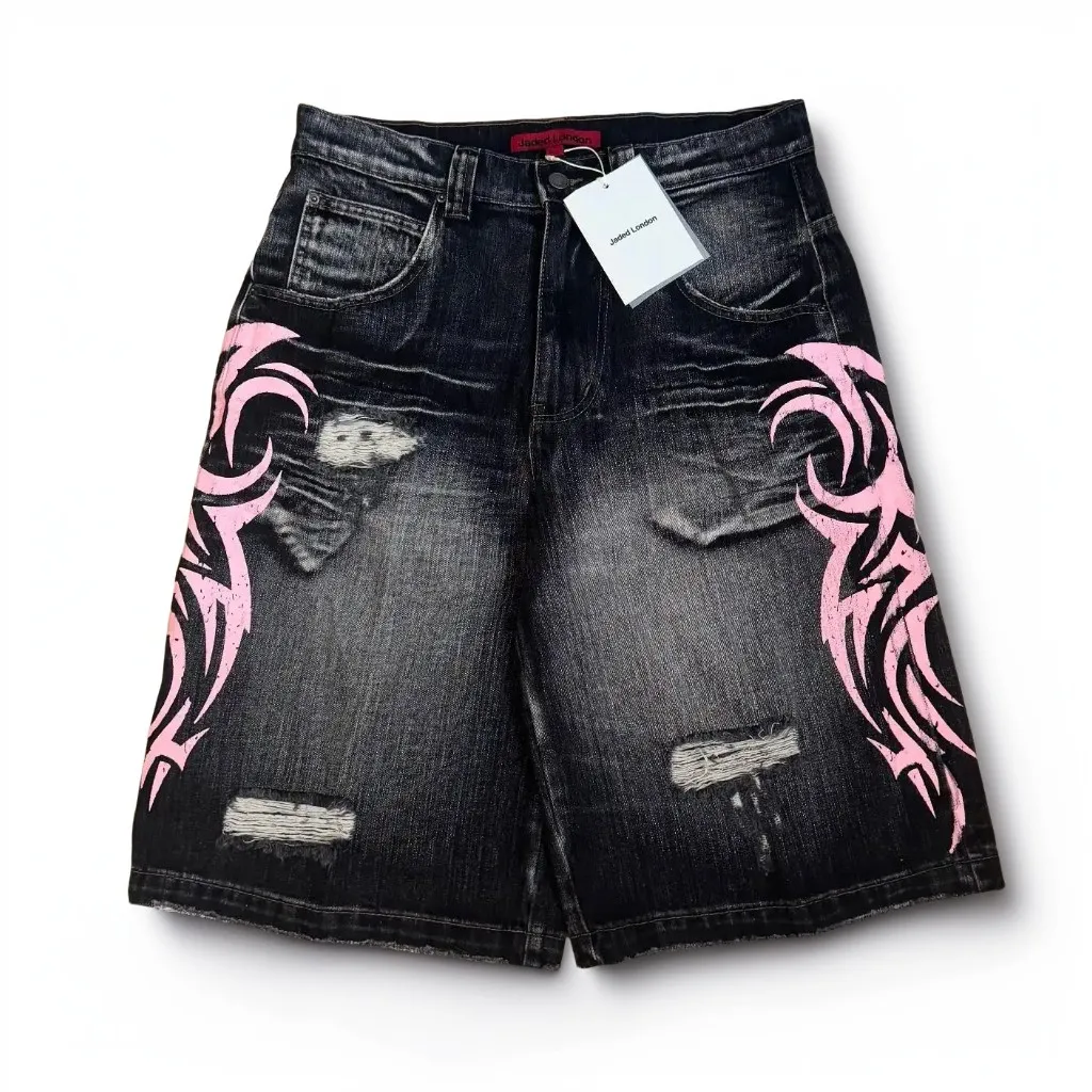American Y2K Pink Striped Totem Hip Hop Denim Shorts New Mens High Street Style Harajuku Loose Women Hole Straight Shorts
American Y2K Pink Striped Totem Hip Hop Denim Shorts New Mens High Street Style Harajuku Loose Women Hole Straight Shorts