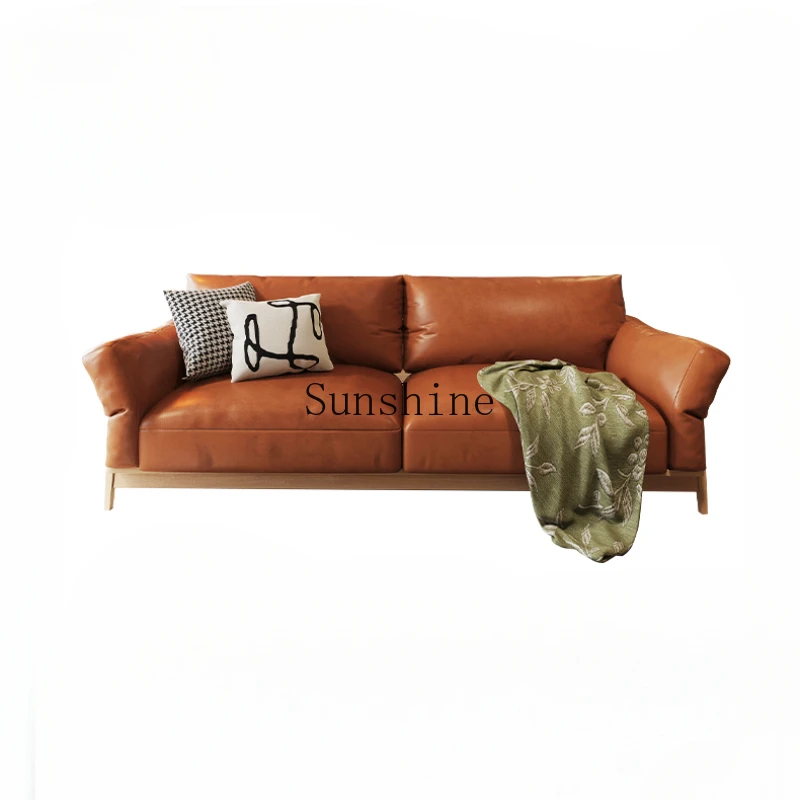 Solid wood straight row simple small apartment living room first layer leather retro sofa
Solid wood straight row simple small apartment living room first layer leather retro sofa