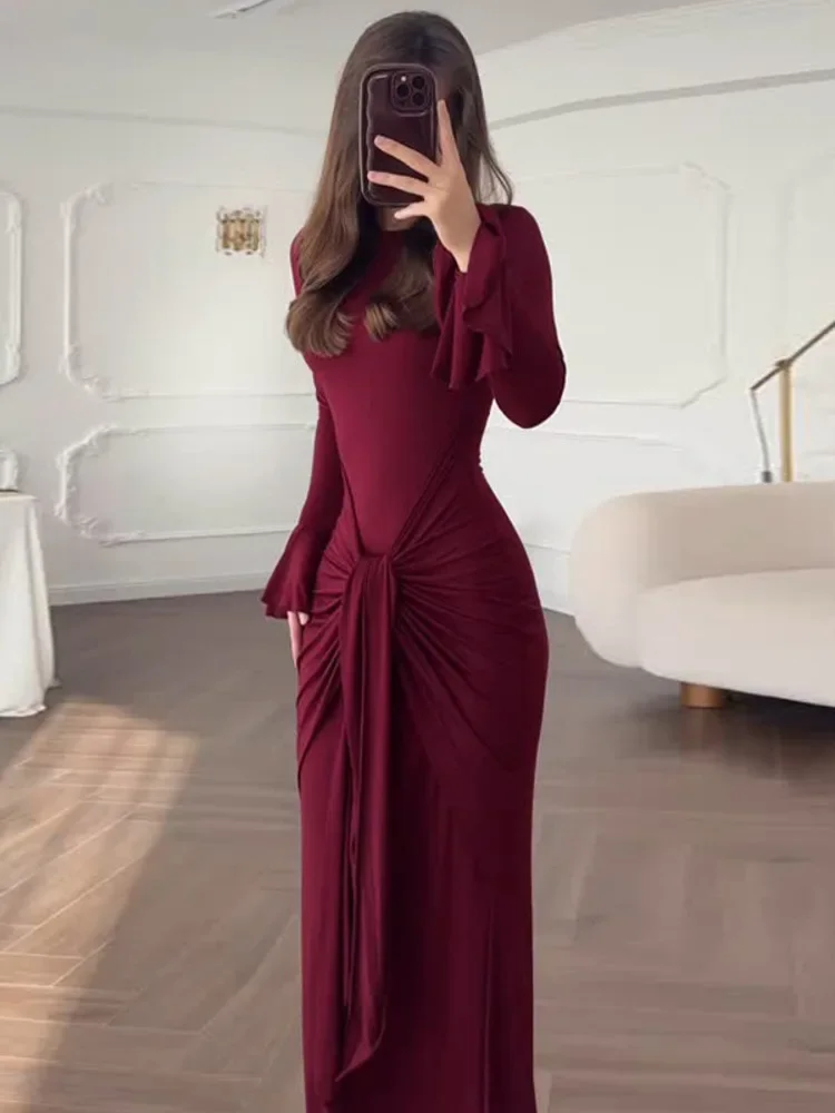 Flare Long Sleeve Draped Sexy Maxi Dress Women Gown Elegant O Neck High Waist Bodycon Club Party Long Dresses Female
Flare Long Sleeve Draped Sexy Maxi Dress Women Gown Elegant O Neck High Waist Bodycon Club Party Long Dresses Female