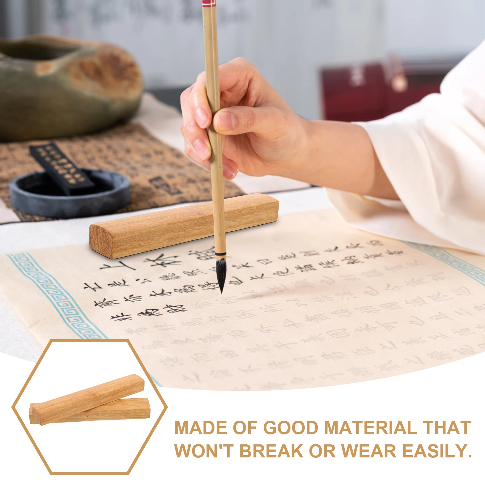 2Pcs Wood Calligraphy Paper Weight Durable Smooth Edges Brush Pen Rest Office Practice Tool Calligraphy Practice Paperweight
2Pcs Wood Calligraphy Paper Weight Durable Smooth Edges Brush Pen Rest Office Practice Tool Calligraphy Practice Paperweight