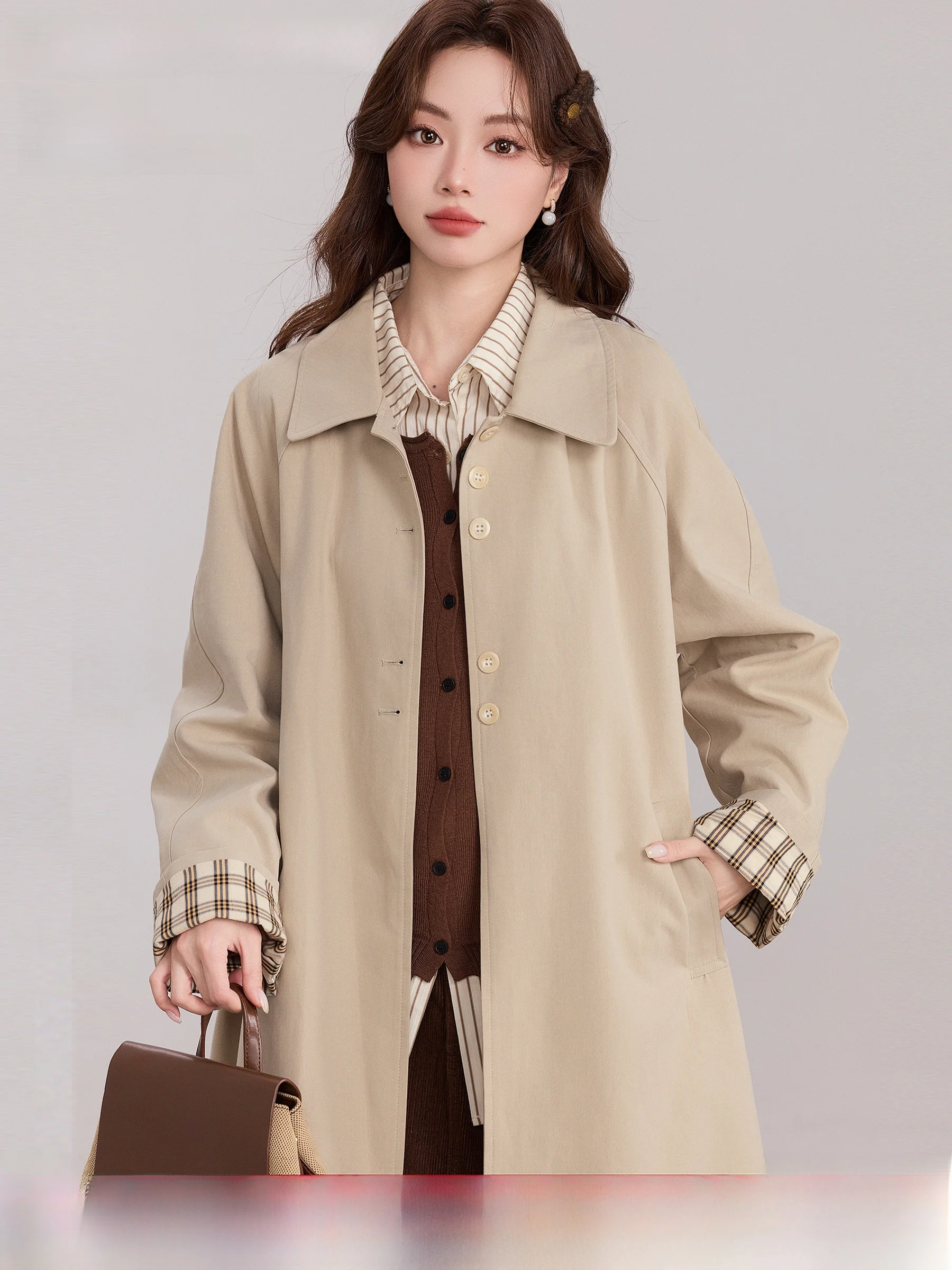 Lingjiu Doll Collar Loose Fit Midi Coat Women's Spring Fashion plus Size Cotton Lenzing Eco-Viscose Plaid Single Button
Lingjiu Doll Collar Loose Fit Midi Coat Women's Spring Fashion plus Size Cotton Lenzing Eco-Viscose Plaid Single Button