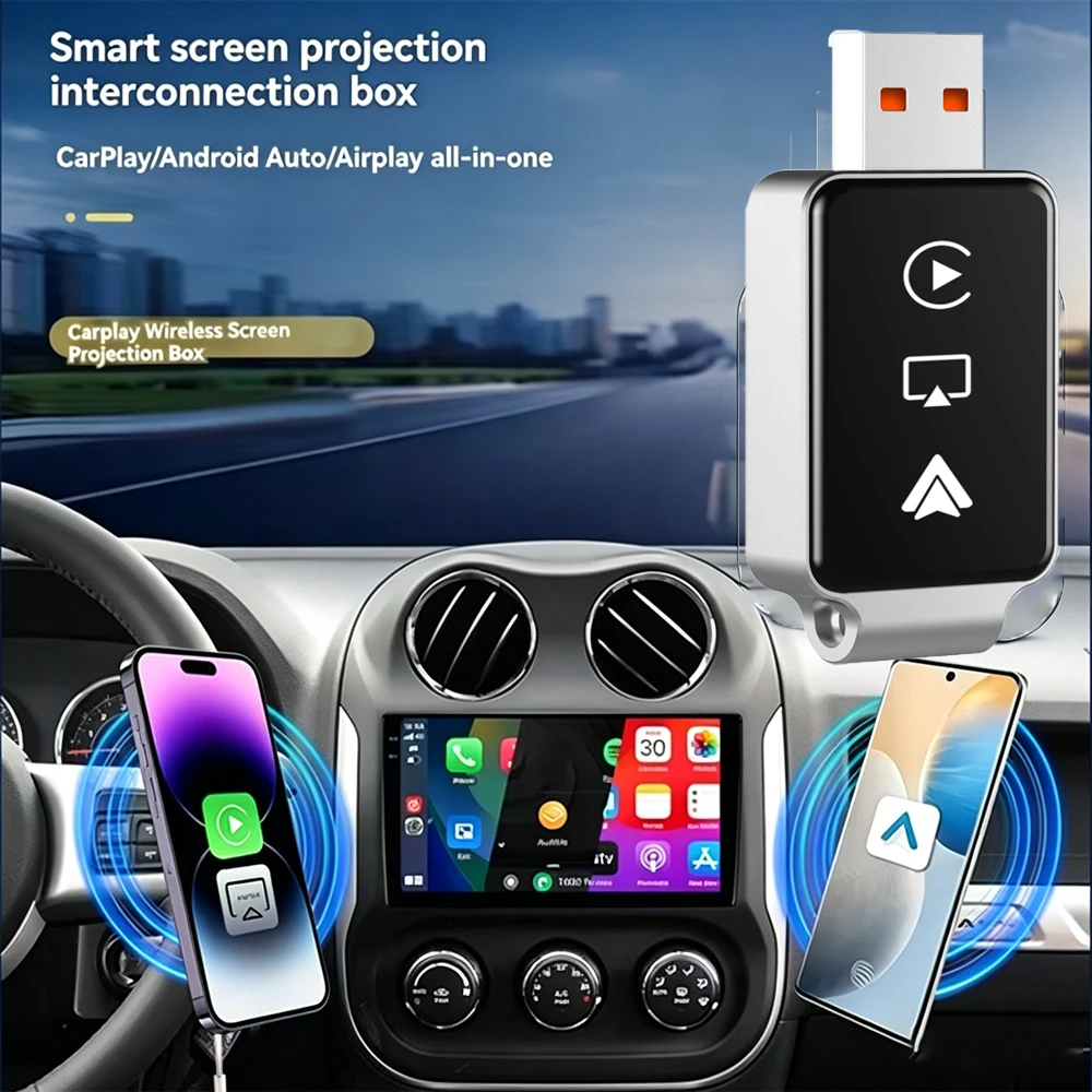 Mini 3 in 1 CarPlay Wireless Adapter Android Auto Dongle Airplay Wireless Adapter Wireless Mirror Link Adapter USB Plug and Play
Mini 3 in 1 CarPlay Wireless Adapter Android Auto Dongle Airplay Wireless Adapter Wireless Mirror Link Adapter USB Plug and Play