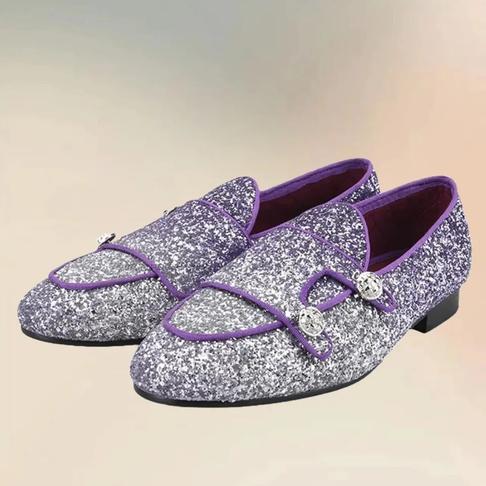Silver Button Crystal Decor Purple Giltter Loafers Fashionable Comfort Slip On Men Shoes Novel Handcraft Runway Men Casual Shoes
Silver Button Crystal Decor Purple Giltter Loafers Fashionable Comfort Slip On Men Shoes Novel Handcraft Runway Men Casual Shoes