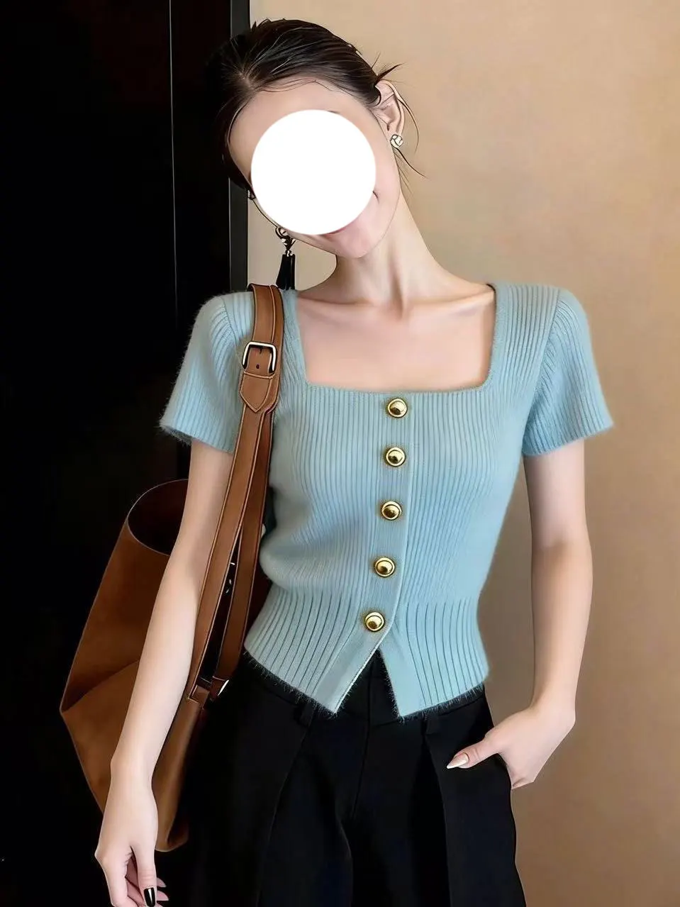 Fashionable Knitted Top Light Blue Short Sleeve Square Neck Design Slimming Women's Summer New Style Commute Style Polyester ...
Fashionable Knitted Top Light Blue Short Sleeve Square Neck Design Slimming Women's Summer New Style Commute Style Polyester ...