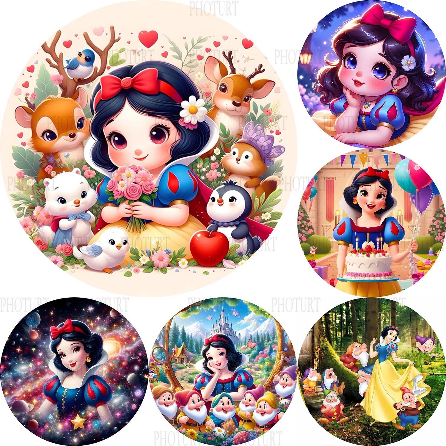 Round Disney Snow White Princess Background Kids Birthday Party Backdrop Circle Banner Photography Decoration Props 
Round Disney Snow White Princess Background Kids Birthday Party Backdrop Circle Banner Photography Decoration Props
