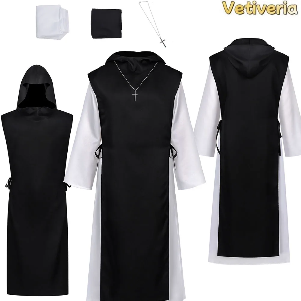 Men Medieval Priest Cosplay Costume Renaissance Stage Clothing Robe Cape Necklace Fantasy Suit Adult Halloween Carnival Outfits
Men Medieval Priest Cosplay Costume Renaissance Stage Clothing Robe Cape Necklace Fantasy Suit Adult Halloween Carnival Outfits