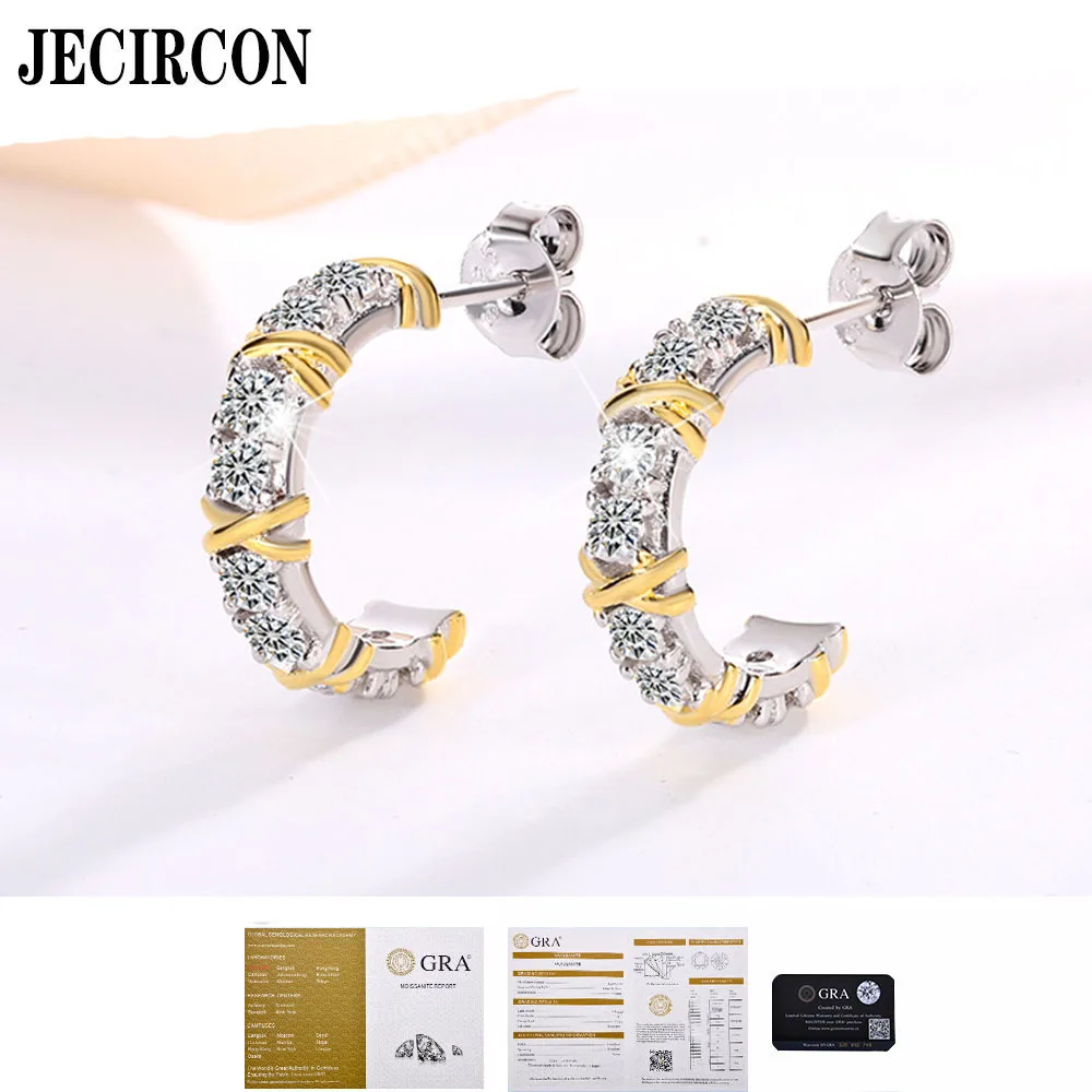 JECIRCON Women 925 Sterling Silver Full Moissanite Earrings Fashion Color Matching Light Luxury Exquisite Letter C Studs Jewelry
JECIRCON Women 925 Sterling Silver Full Moissanite Earrings Fashion Color Matching Light Luxury Exquisite Letter C Studs Jewelry