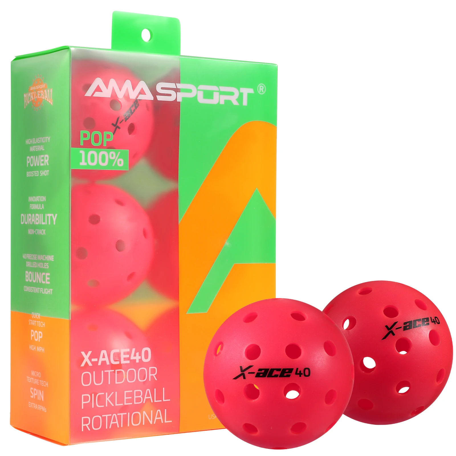 AMA SPORT X-ACE Pickleballs USAPA Certified 6-Pack 40-Hole High-Elasticity Durable Pickleball Balls for Competitive Play
AMA SPORT X-ACE Pickleballs USAPA Certified 6-Pack 40-Hole High-Elasticity Durable Pickleball Balls for Competitive Play