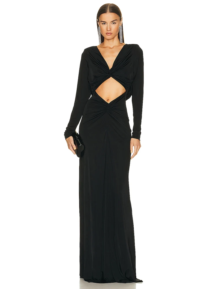 Special Events Sexy V Neck Dress Birthday Party Dresses For Women Waist Hollow Out Design Long Sleeves Black Gowns
Special Events Sexy V Neck Dress Birthday Party Dresses For Women Waist Hollow Out Design Long Sleeves Black Gowns