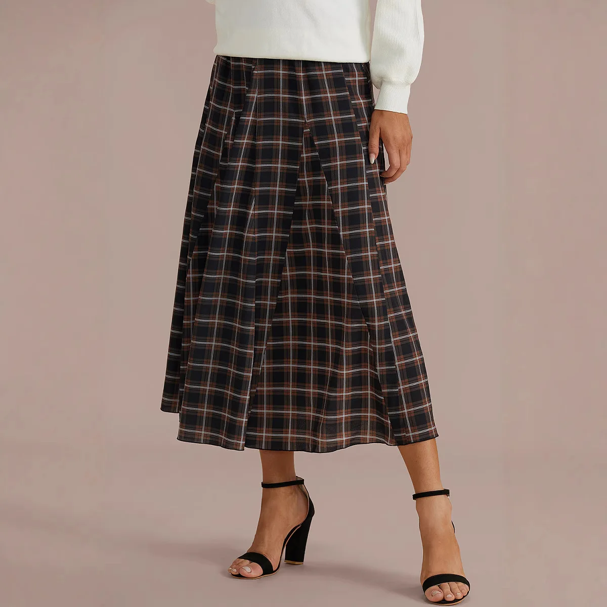Literary plaid half-body elastic waist casual campus style long dress fashionable simple temperament elegant and versatile high- 
Literary plaid half-body elastic waist casual campus style long dress fashionable simple temperament elegant and versatile high-