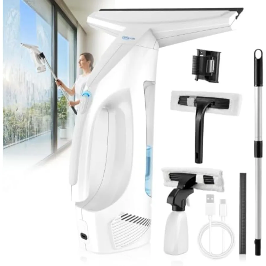 Window Vacuum Squeegee Cordless, Electric Window Cleaner Kit with 31-40 Extendable Pole, 2000Pa, 2200mAh, 150ml Tank, 2 Squeege
Window Vacuum Squeegee Cordless, Electric Window Cleaner Kit with 31-40 Extendable Pole, 2000Pa, 2200mAh, 150ml Tank, 2 Squeege