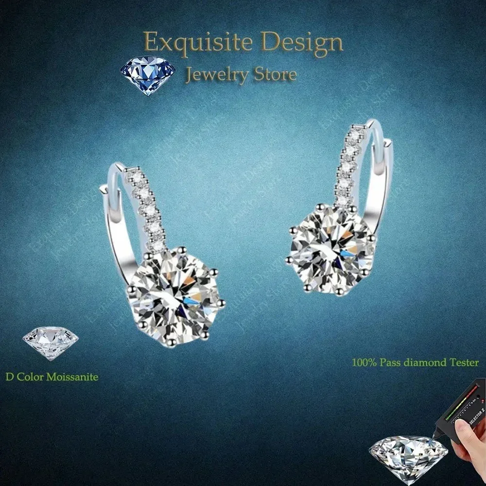 Exquisite Ear Clip Girl Valentine's Day Wedding 2CT Moissanite Diamond Hoop Earrings PT950 Platinum Women Birthday Gift
Exquisite Ear Clip Girl Valentine's Day Wedding 2CT Moissanite Diamond Hoop Earrings PT950 Platinum Women Birthday Gift