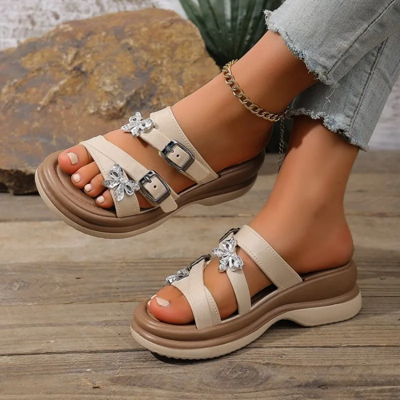 Women's Double Buckle Platform Casual Open Toe Slide Sandals Non-Slip Thick Sole Summer Slippers
Women's Double Buckle Platform Casual Open Toe Slide Sandals Non-Slip Thick Sole Summer Slippers
