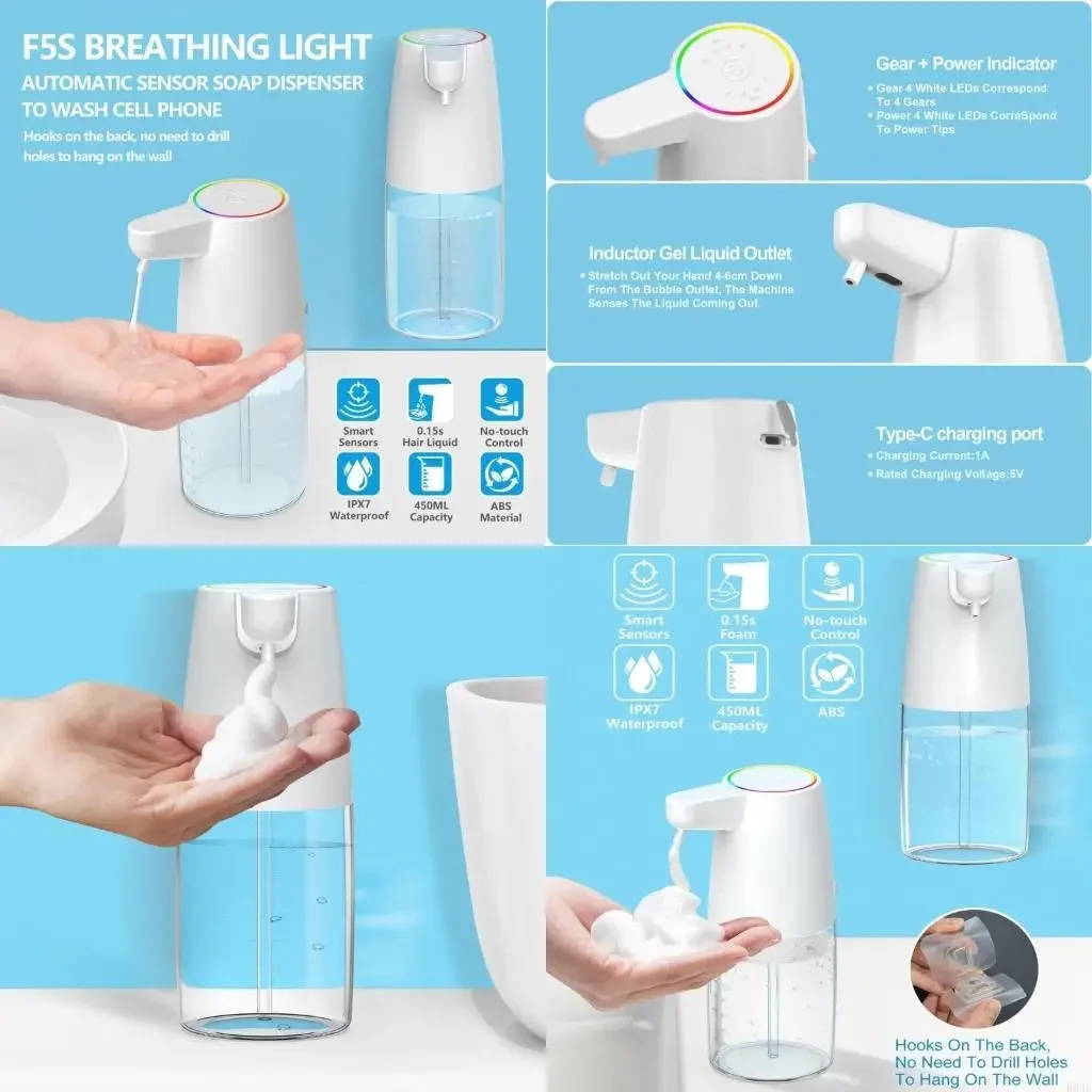 Touch frees Foams Soap Dispenser with Sensors Automatic Soap Dispenser for Hygienic Use In Various Setting 87HA
Touch frees Foams Soap Dispenser with Sensors Automatic Soap Dispenser for Hygienic Use In Various Setting 87HA