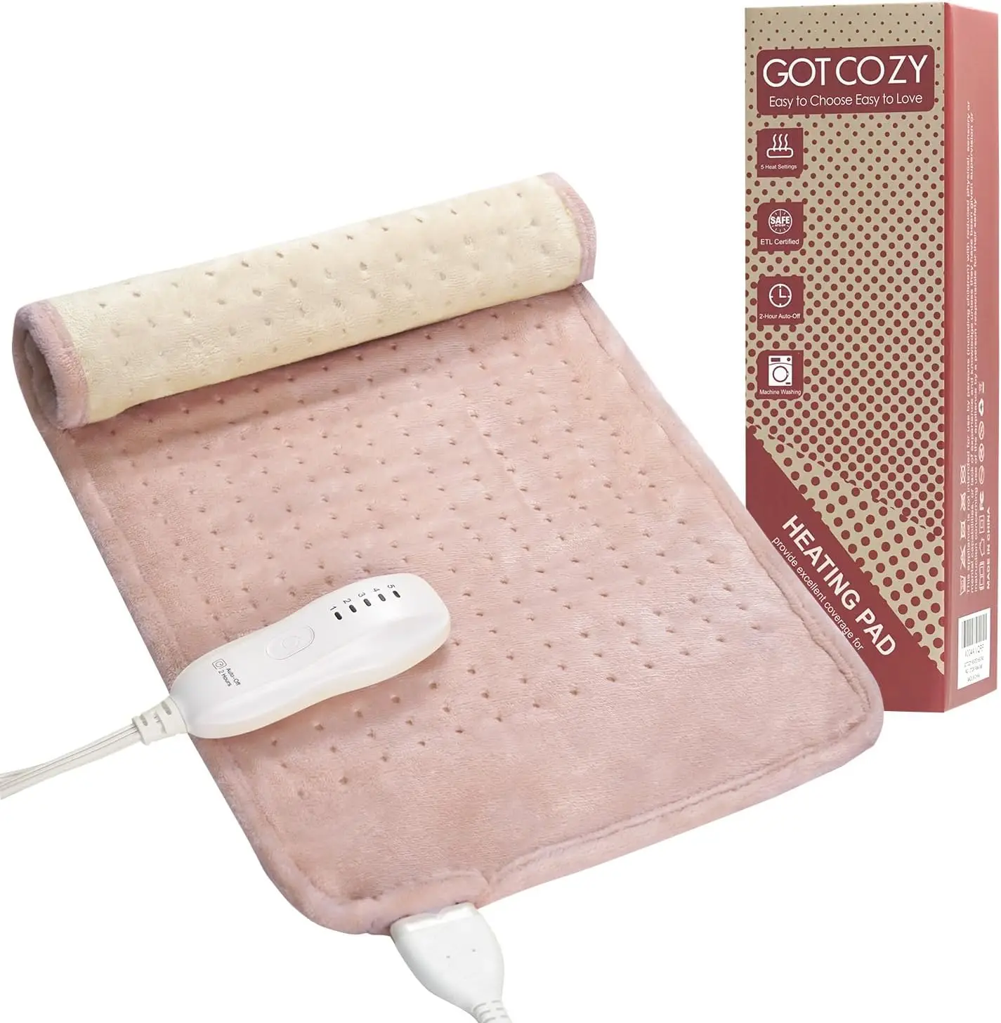 Electric Heating Pad for Back Pain Relief, 12x24 Neck Shoulder Heat Pad with 5 Settings & 2H Auto-Off, Rose
Electric Heating Pad for Back Pain Relief, 12x24 Neck Shoulder Heat Pad with 5 Settings & 2H Auto-Off, Rose