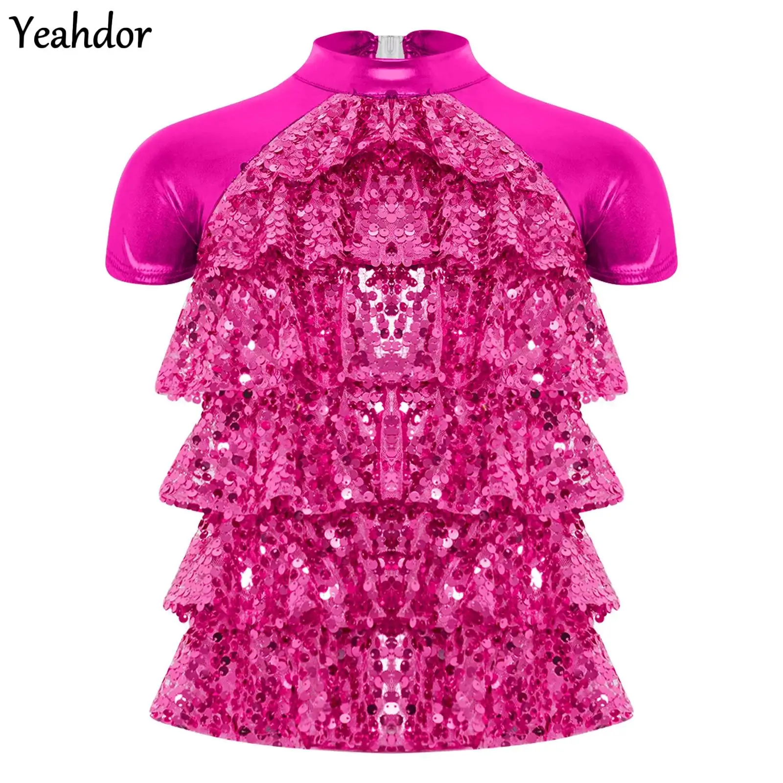 Girls Sequins Dance Top Kids Metallic Sequins Short Sleeve T-Shirt Shiny Mesh Tiered Back Cut Top Modern Jazz Latin Performance
Girls Sequins Dance Top Kids Metallic Sequins Short Sleeve T-Shirt Shiny Mesh Tiered Back Cut Top Modern Jazz Latin Performance