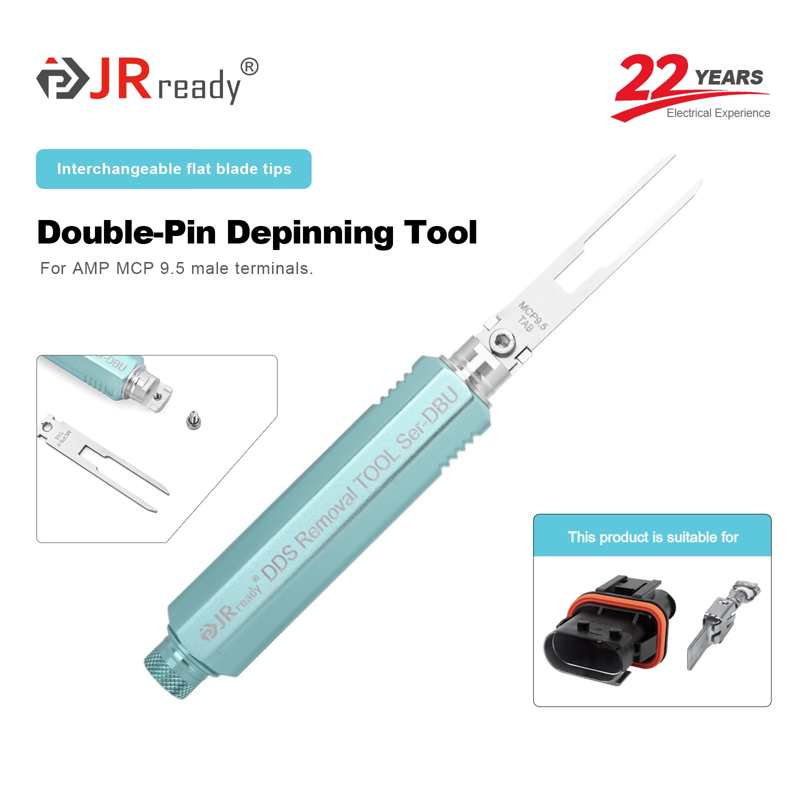 Инструмент для извлечения контактов JRready JRDDS Series с двойным штифтом, подходит для автомобильных разъемов серии AMP MCP 9.5 и клемм разъемов BYD
Инструмент для извлечения контактов JRready JRDDS Series с двойным штифтом, подходит для автомобильных разъемов серии AMP MCP 9.5 и клемм разъемов BYD