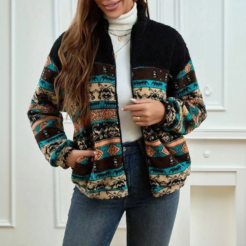 Женский двусторонний меховой воротник на молнии, открытый кардиган, осенне-зимняя куртка, лоскутный дизайн, популярная в Европе и Америке
Женский двусторонний меховой воротник на молнии, открытый кардиган, осенне-зимняя куртка, лоскутный дизайн, популярная в Европе и Америке
