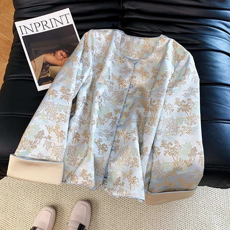 New Chinese Style round Neck Patchwork Heavy Embroidery Improved Retro Hanfu Elegance Top Open Cardigan Outerwear
New Chinese Style round Neck Patchwork Heavy Embroidery Improved Retro Hanfu Elegance Top Open Cardigan Outerwear