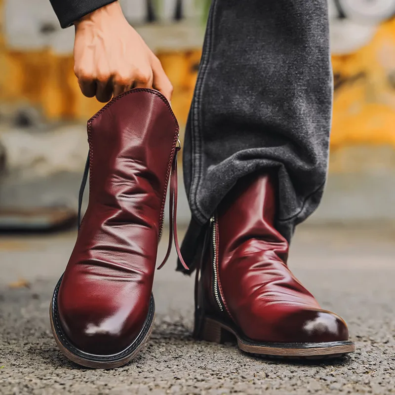 Luxury Men's Leather Chelsea Boots Fashion High-top Tassel Zip Shoes Autumn Winter Ankle Boots for Men Comfort Plus Size 38-48
Luxury Men's Leather Chelsea Boots Fashion High-top Tassel Zip Shoes Autumn Winter Ankle Boots for Men Comfort Plus Size 38-48