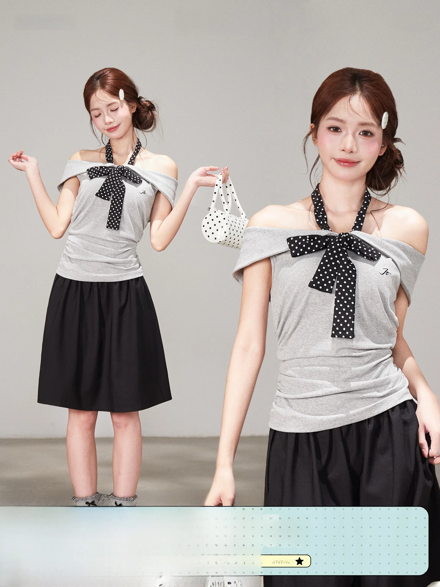 Sweet Korean Style Short Sleeve T-Shirt Women's Summer Slim Fit Design Hanging Neck Beautiful Top Breathable Cotton Blend Pol...
Sweet Korean Style Short Sleeve T-Shirt Women's Summer Slim Fit Design Hanging Neck Beautiful Top Breathable Cotton Blend Pol...