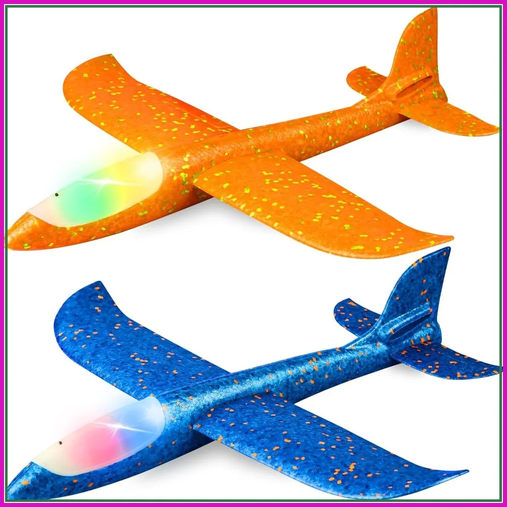 2 Pack 17.5" LED Glider Plane, 2 Flight Modes, Throwing Flying Toy for Outdoor Fun
2 Pack 17.5" LED Glider Plane, 2 Flight Modes, Throwing Flying Toy for Outdoor Fun