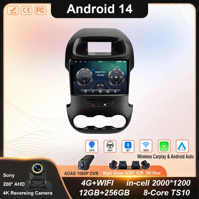 Android 14 For Ford Ranger 2012 2013 2014 2015 Car Radio Stereo Auto DSP Carplay GPS Navigation Player Video WIFI 4G BT No 2 din
Android 14 For Ford Ranger 2012 2013 2014 2015 Car Radio Stereo Auto DSP Carplay GPS Navigation Player Video WIFI 4G BT No 2 din