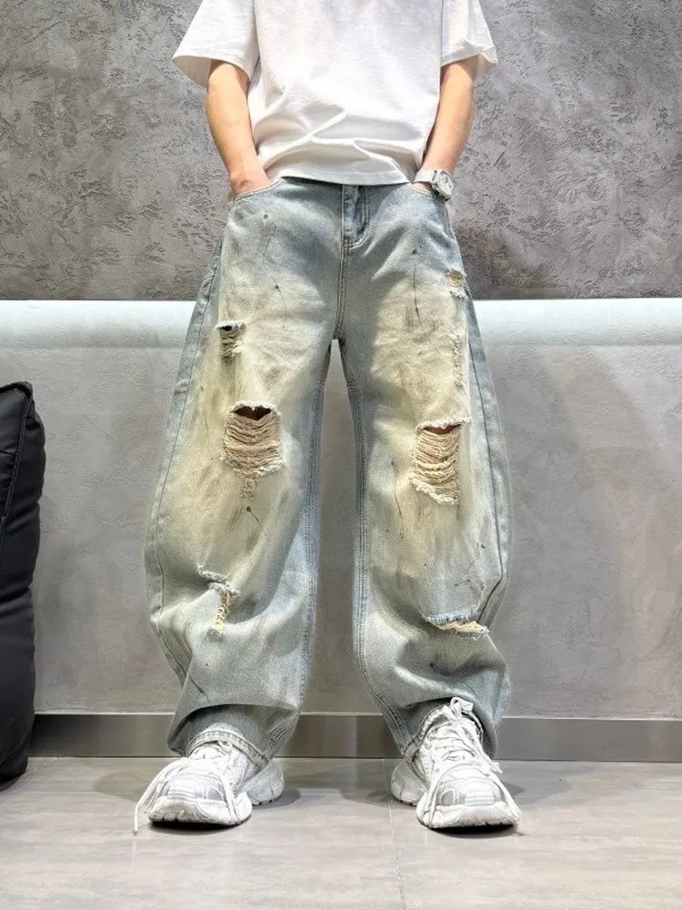 Retro Washed Summer Men's Denim Jeans Knife Wide Leg Pants Torn Casual Loose Fit Straight Leg Long Trousers Graffiti
Retro Washed Summer Men's Denim Jeans Knife Wide Leg Pants Torn Casual Loose Fit Straight Leg Long Trousers Graffiti