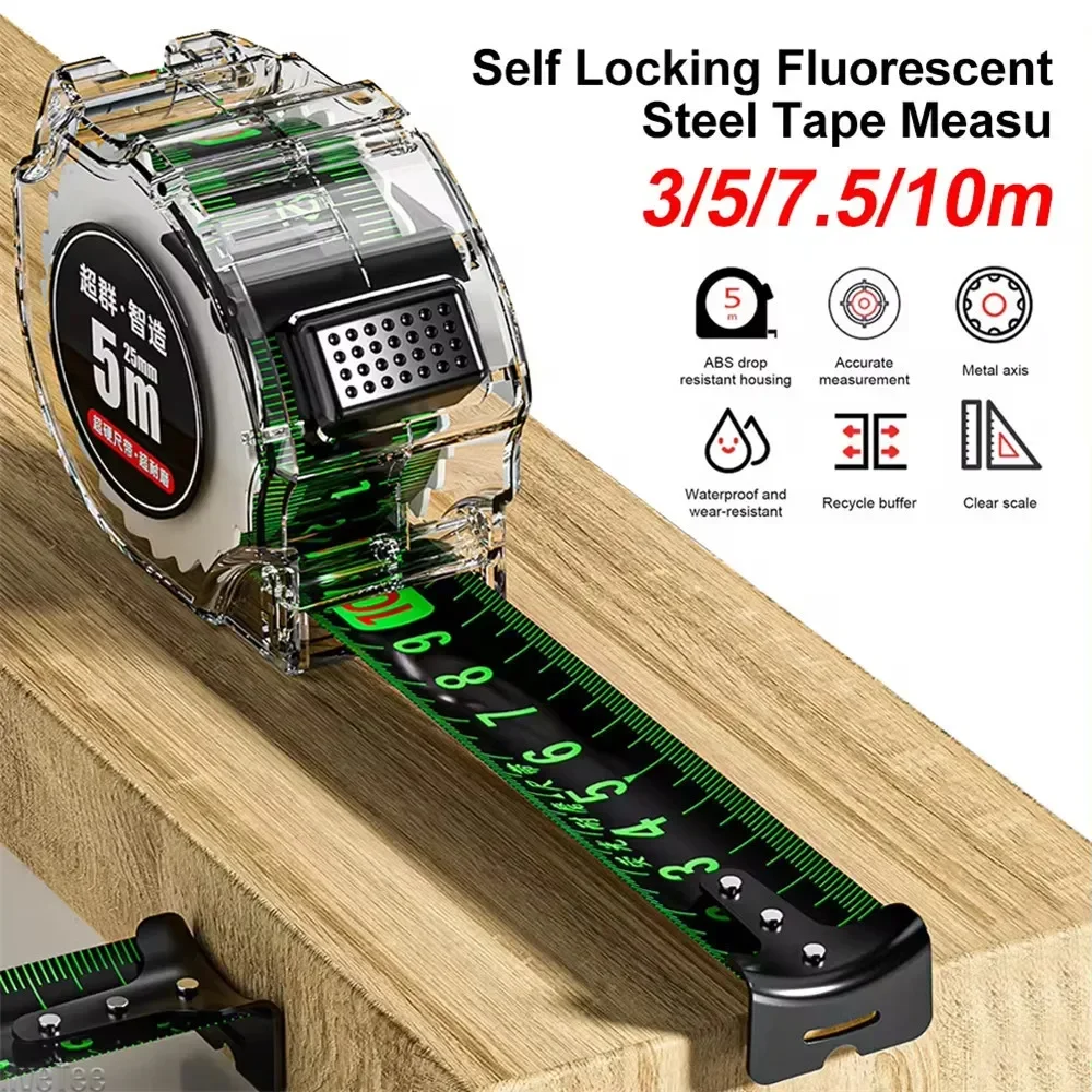 Self-Locking Tape Measure 3/5/7.5/10m Measuring Tape Metric Retractable Imperial Tool Glow in The Dark Double-Sided Mark Gift
Self-Locking Tape Measure 3/5/7.5/10m Measuring Tape Metric Retractable Imperial Tool Glow in The Dark Double-Sided Mark Gift