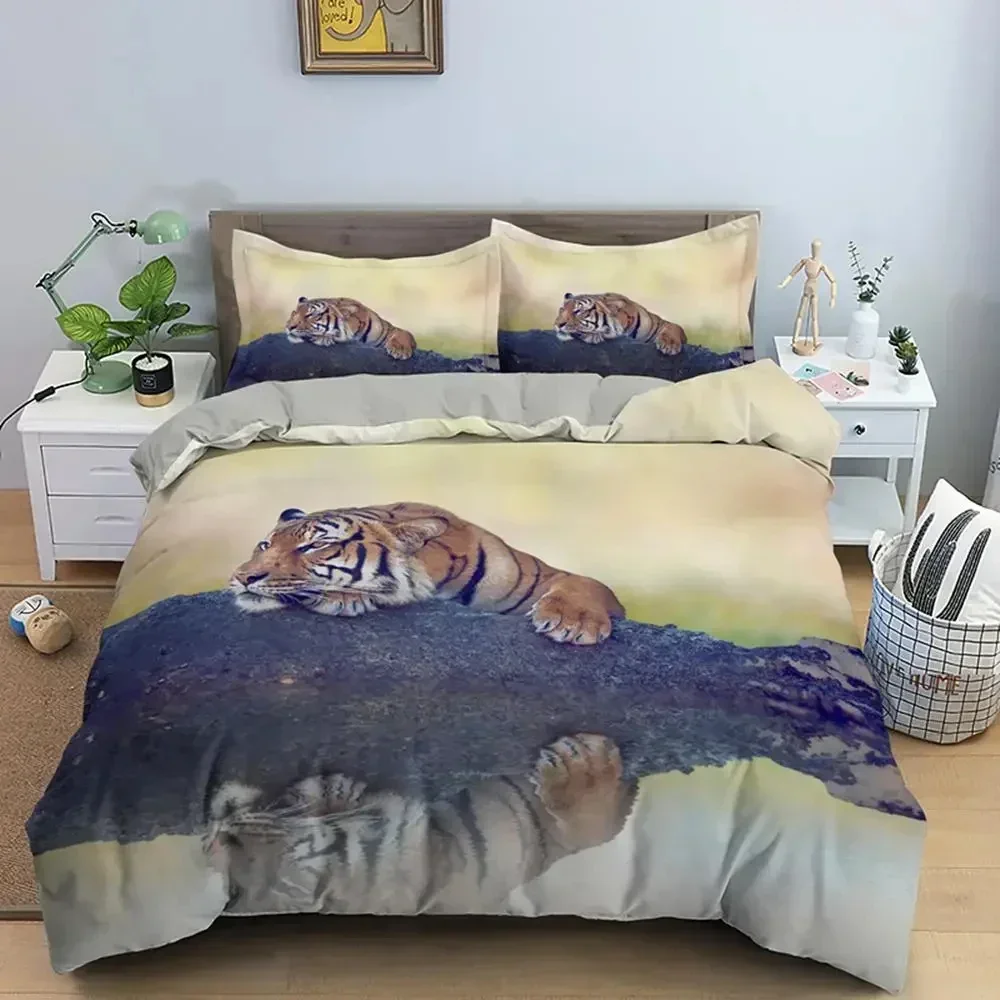 Tiger Duvet Cover Set King Size Wild Theme Bedding Set Animal Pattern Comforter Cover Animal Theme Sunset Polyester Quilt Cover
Tiger Duvet Cover Set King Size Wild Theme Bedding Set Animal Pattern Comforter Cover Animal Theme Sunset Polyester Quilt Cover