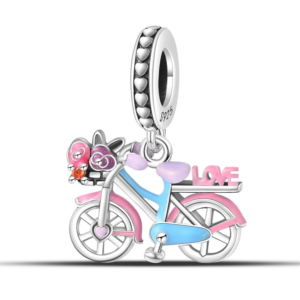 Original 925 Sterling Silver Charms Luxury Pink Romantic Bicycle Pendant Beads Fit Bracelet Diy Women Making Delicate Gift
Original 925 Sterling Silver Charms Luxury Pink Romantic Bicycle Pendant Beads Fit Bracelet Diy Women Making Delicate Gift