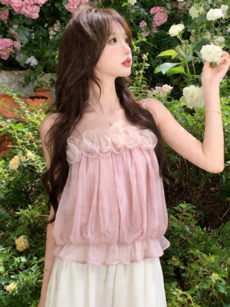 Elegant French Style Lace Trim Strap Vest Women's Summer Loose Slimming Chic Back Beauty Top City Walk Polyester Fiber
Elegant French Style Lace Trim Strap Vest Women's Summer Loose Slimming Chic Back Beauty Top City Walk Polyester Fiber