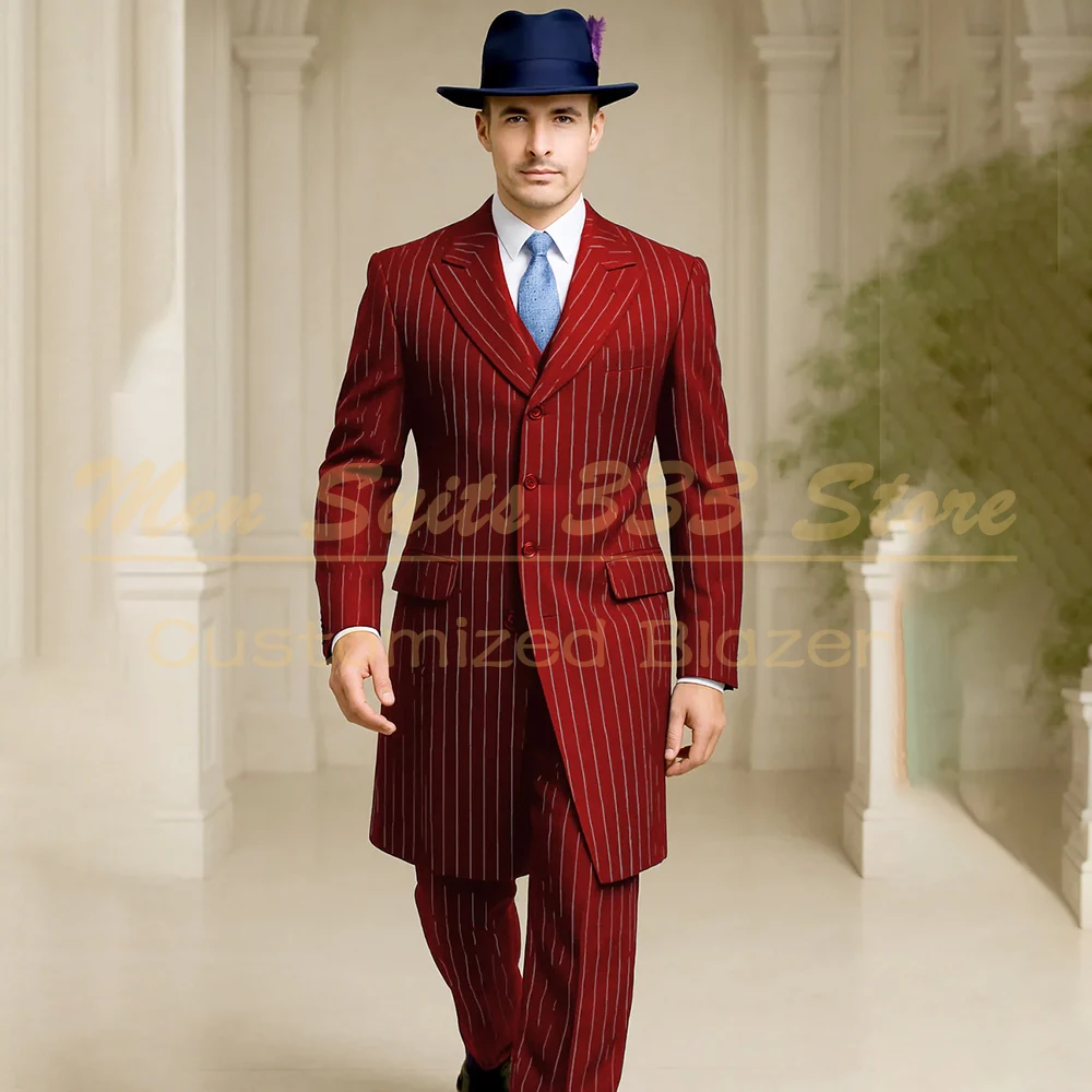 Bespoke Men's Suits Red Pinstripe Long Blazer Formal Party Single Breasted Peak Lapel 3 Piece Jacket Pants Vest Male Clothing
Bespoke Men's Suits Red Pinstripe Long Blazer Formal Party Single Breasted Peak Lapel 3 Piece Jacket Pants Vest Male Clothing