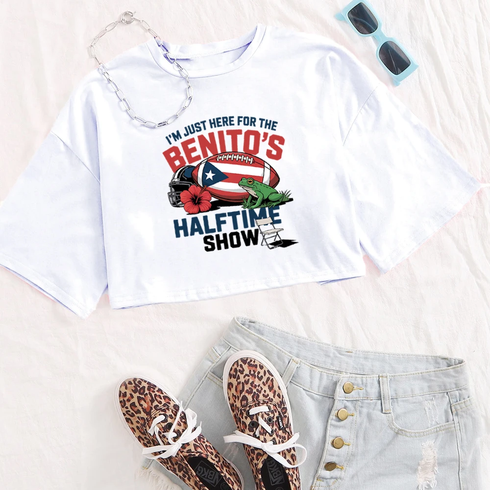 Женская укороченная футболка Bad Bunny 2026 Super Bowl Halftime Show с круглым вырезом и короткими рукавами
Женская укороченная футболка Bad Bunny 2026 Super Bowl Halftime Show с круглым вырезом и короткими рукавами