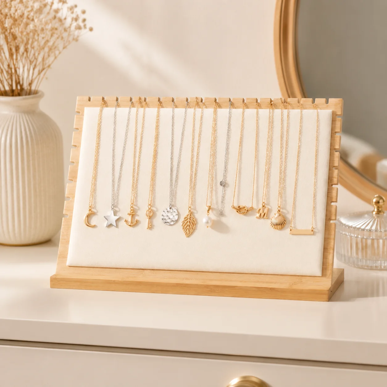 Multi-Functional Solid Wooden Jewelry Display Stand Exquisite Velvet Black/White Necklace Hanging Rack Detachable Organizer
Multi-Functional Solid Wooden Jewelry Display Stand Exquisite Velvet Black/White Necklace Hanging Rack Detachable Organizer