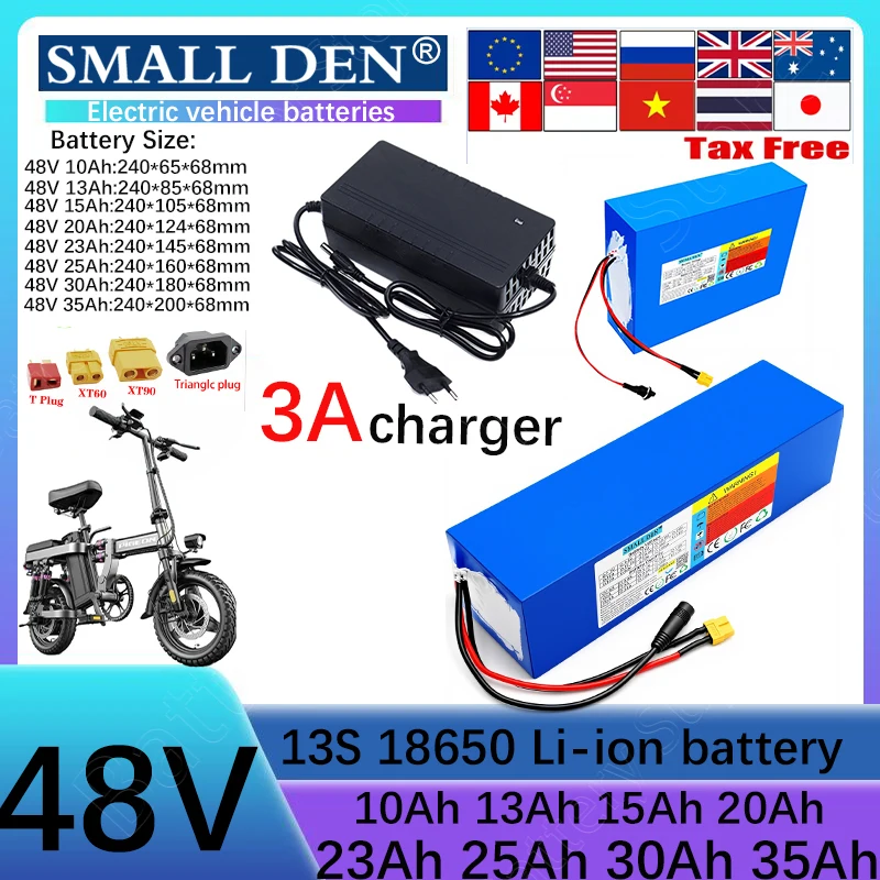 New 48V batterie lithium-ion 10Ah 13Ah 15Ah 20Ah 23Ah 25Ah 30Ah 35Ah 18650 13S3P-10P Suitable for 1500W power tools+3Acharger
New 48V batterie lithium-ion 10Ah 13Ah 15Ah 20Ah 23Ah 25Ah 30Ah 35Ah 18650 13S3P-10P Suitable for 1500W power tools+3Acharger