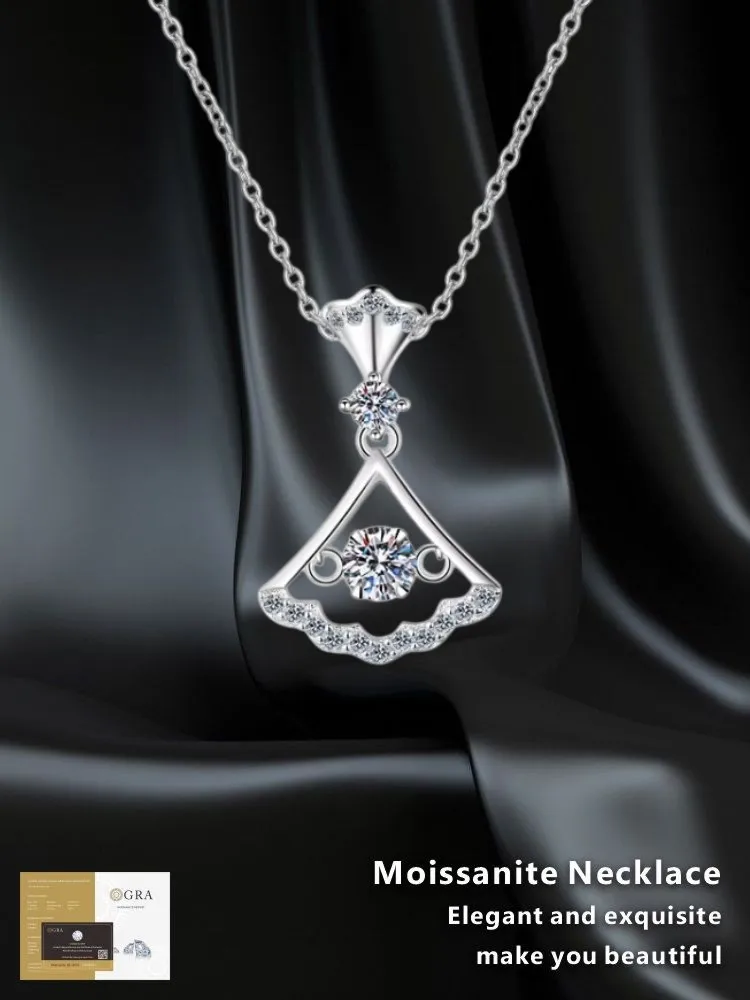 Moissanite Sterling 925 Silver GRA Certified Women's Small Skirt Fan-shaped Necklace
Moissanite Sterling 925 Silver GRA Certified Women's Small Skirt Fan-shaped Necklace