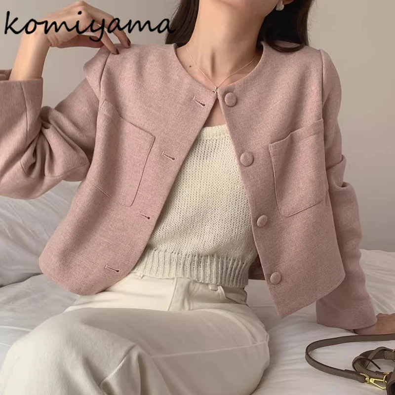 Однобортная верхняя одежда с круглым вырезом, маленький аромат Chaquetas Mujer, женская куртка 2021, двойные карманы, Ropa, корейская милая Casaco
Однобортная верхняя одежда с круглым вырезом, маленький аромат Chaquetas Mujer, женская куртка 2021, двойные карманы, Ropa, корейская милая Casaco