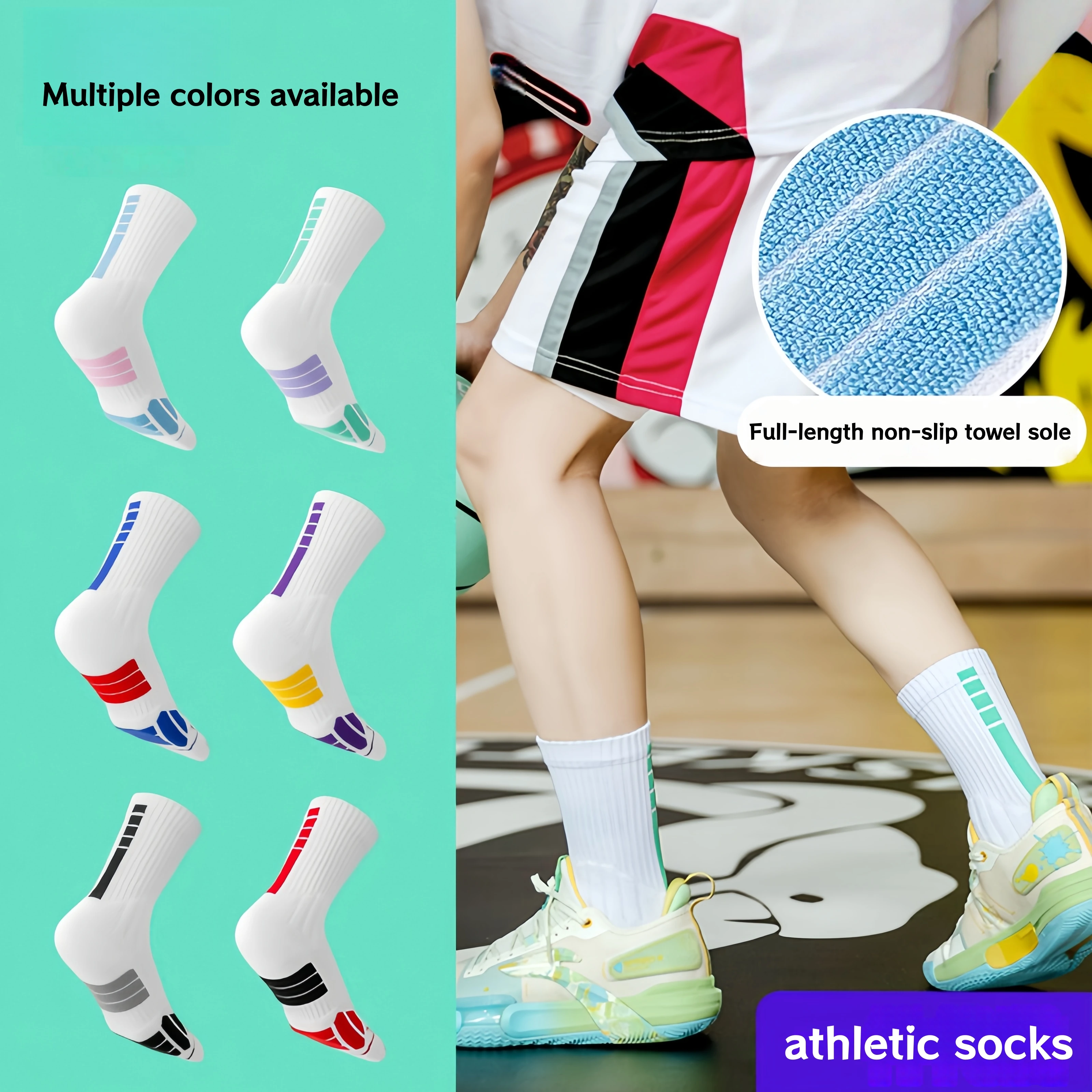Men Mid Calf Basketball Socks Full Towel Sole Anti-slip Shock Absorb Breathable Multi Color Athletic Sport Socks
Men Mid Calf Basketball Socks Full Towel Sole Anti-slip Shock Absorb Breathable Multi Color Athletic Sport Socks