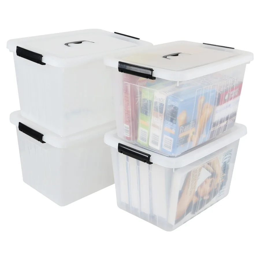 25 Quart Clear Storage Bin with Handle, Plastic Storage Latch Box with Lid, 4 Pack
25 Quart Clear Storage Bin with Handle, Plastic Storage Latch Box with Lid, 4 Pack