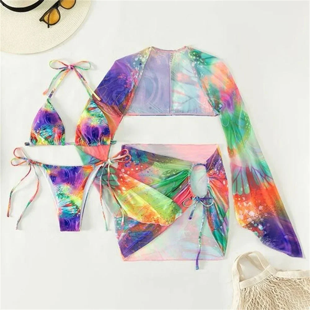 Фиолетовое бикини Разноцветные комплекты бикини с длинными рукавами Tie Dye Cover Up Y2K Купальник-стринги Купальный костюм Женский купальник Пляжная одежда
Фиолетовое бикини Разноцветные комплекты бикини с длинными рукавами Tie Dye Cover Up Y2K Купальник-стринги Купальный костюм Женский купальник Пляжная одежда