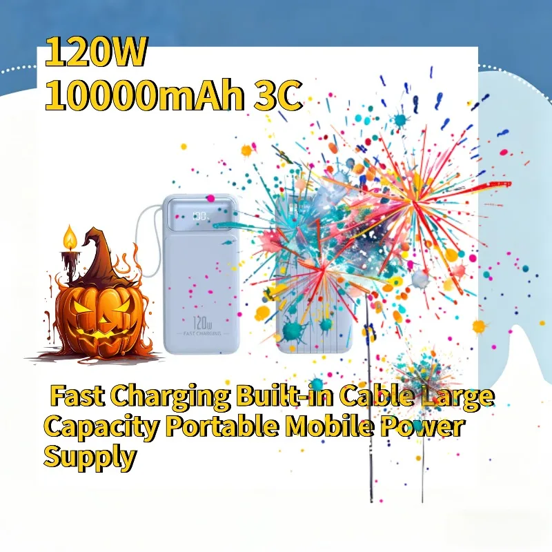 High-quality 120W 10000mAh 3C Certified Power Bank with Fast Charging Built-in Cable Large Capacity Portable Mobile Power Supply
High-quality 120W 10000mAh 3C Certified Power Bank with Fast Charging Built-in Cable Large Capacity Portable Mobile Power Supply