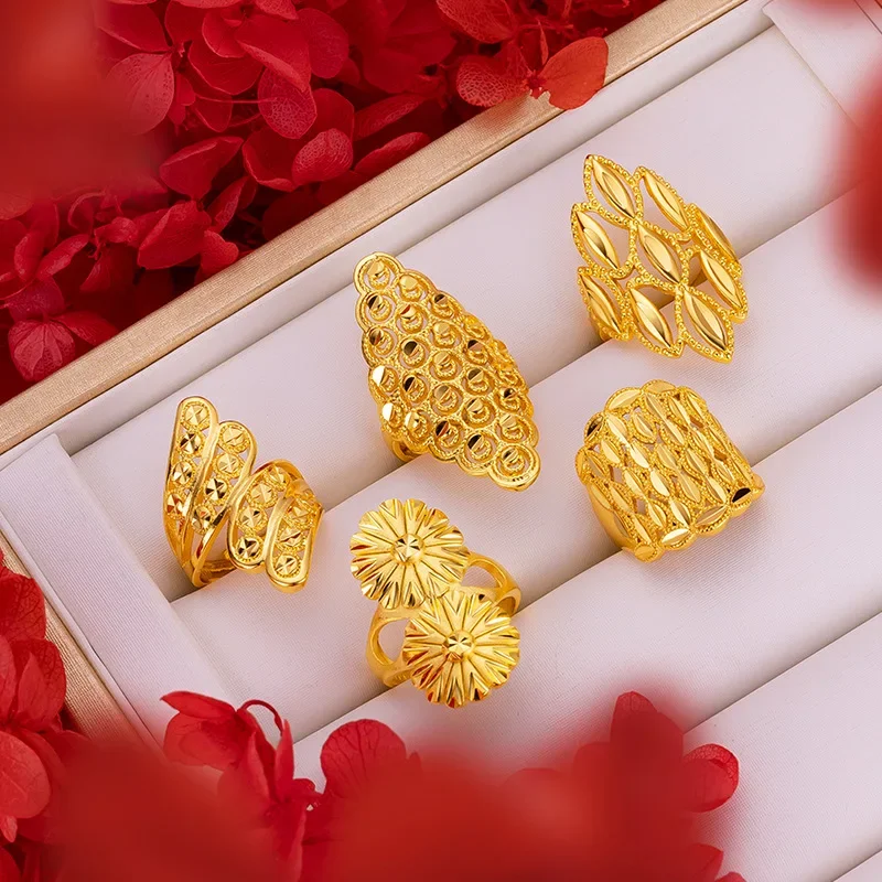 Luxury Women's 9999 24K Real Gold Exaggerated Flower Large Ring Fashionable and Personalized Adjustable Ring Gift for Women
Luxury Women's 9999 24K Real Gold Exaggerated Flower Large Ring Fashionable and Personalized Adjustable Ring Gift for Women